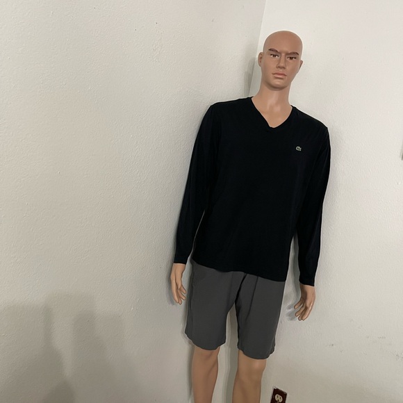 Men's Lacoste long Sleeve V Neck T Shirt Blue Navy Size 6 - Picture 7 of 14